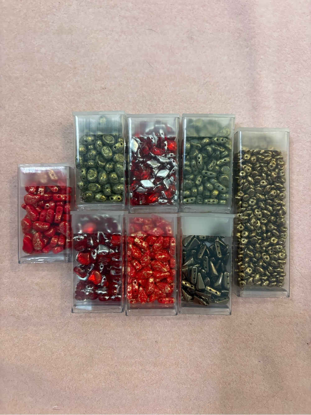 "Heirloom Jewelry" Double 2 Hole Beads of the Month Club lot of 8 tube beads